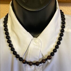 Elegant Black and Brown Beaded Necklace